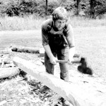 Rusty hewing a replacement log at Brattonsville in the mid 1980's.