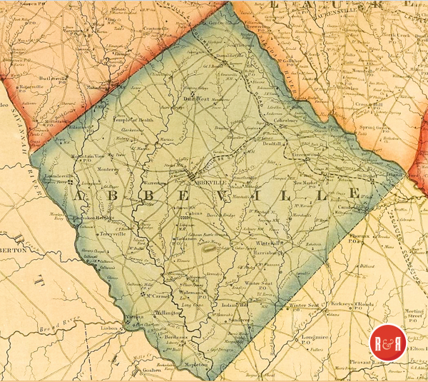 COLTON'S 1854 MAP OF ABBEVILLE COUNTY - Abbeville County