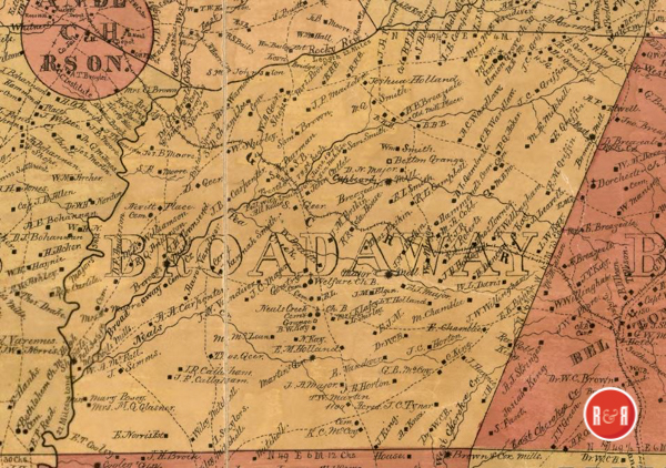 BROADAWAY OR BROADWAY TOWNSHIP MAP - 1877 & 1896 - Anderson County