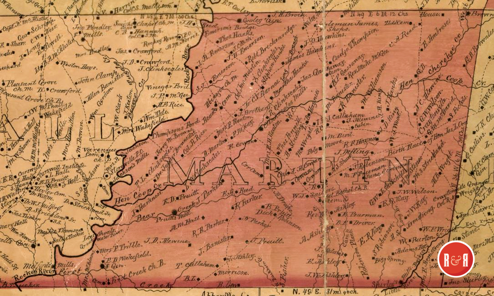 MARTIN TOWNSHIP MAP - 1877 & 1896 - Anderson County