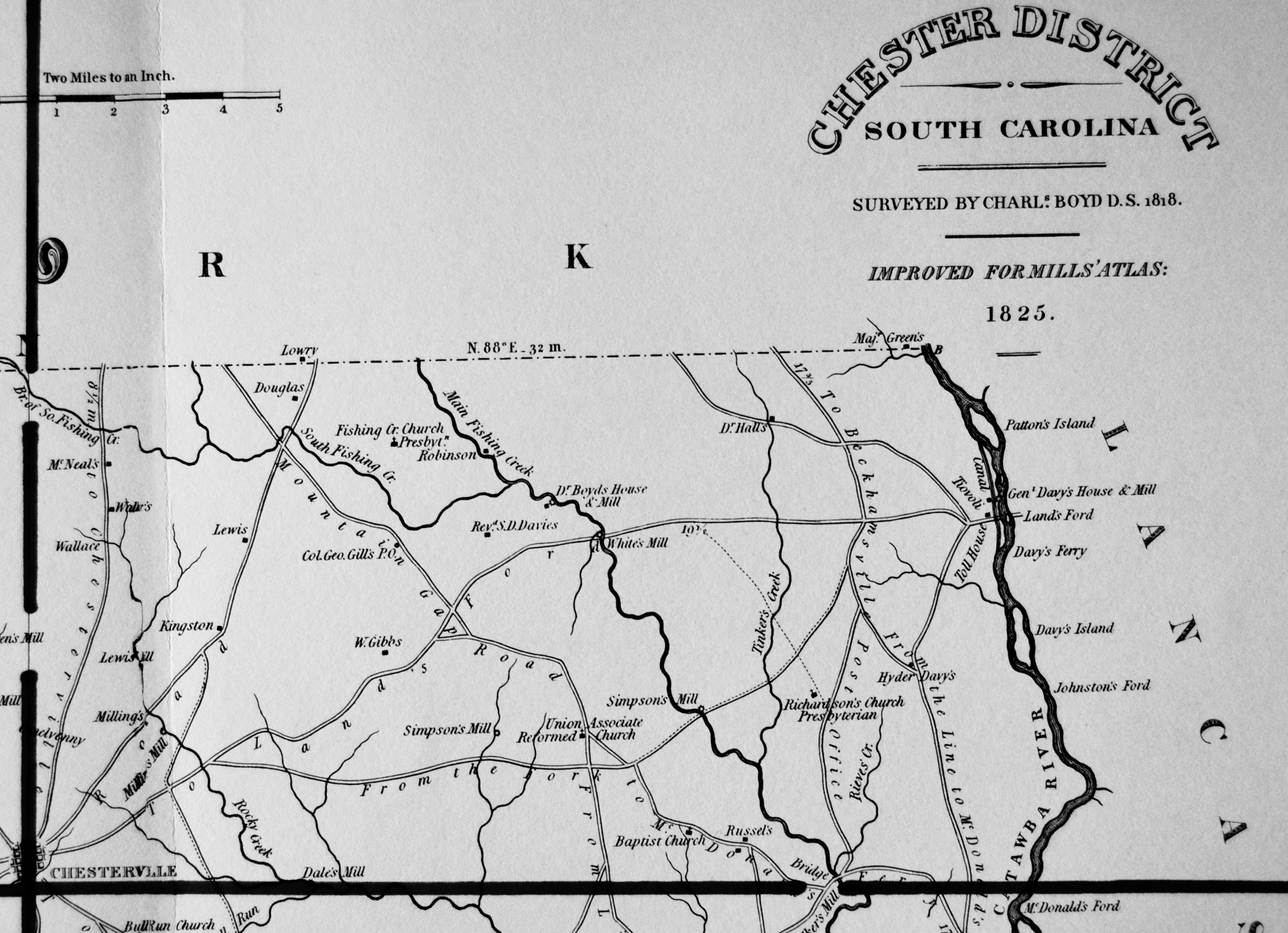 Mill's Map of Chester District - Ca. 1825 - Chester County