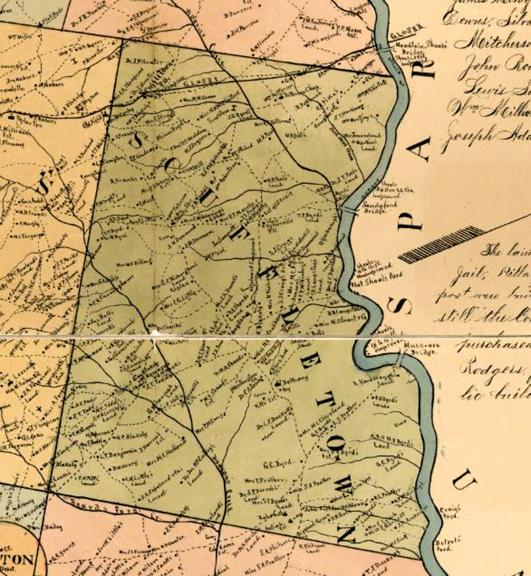 SCUFFLETOWN TOWNSHIP MAP - 1883 - Laurens County