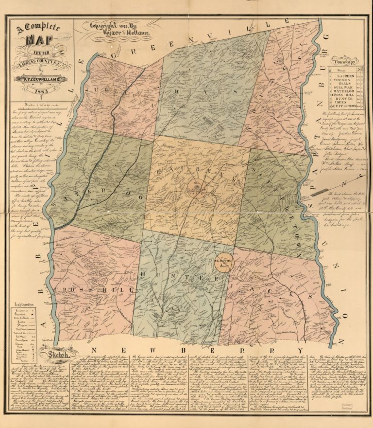 MAP OF LAURENS COUNTY TOWNSHIPS - 1883 - Laurens County