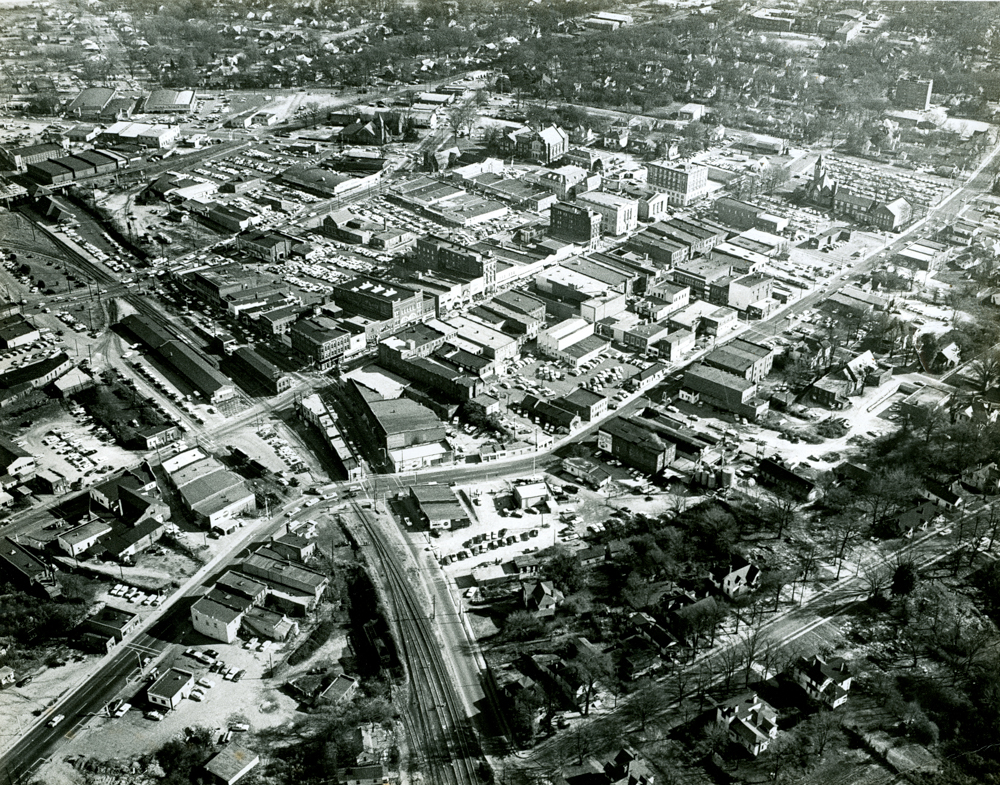 AERIAL IMAGE OF DOWNTOWN ROCK HILL, S.C. CA. 1964
