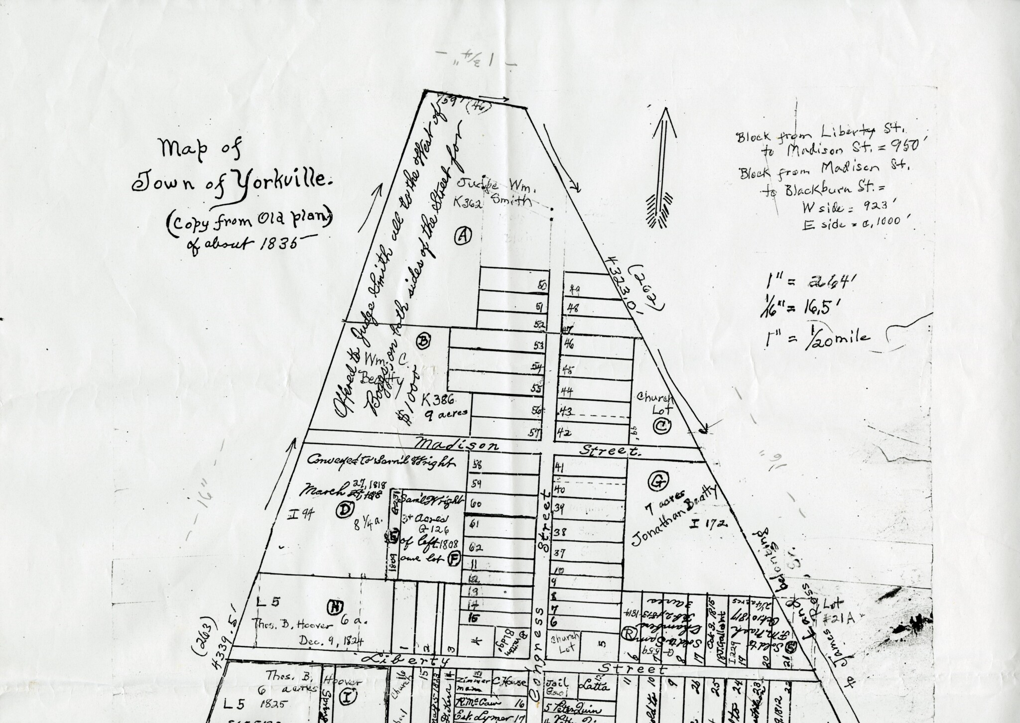 Wm. B. White's Layout - Early Map of Yorkville, S.C. / Early Landowners ...